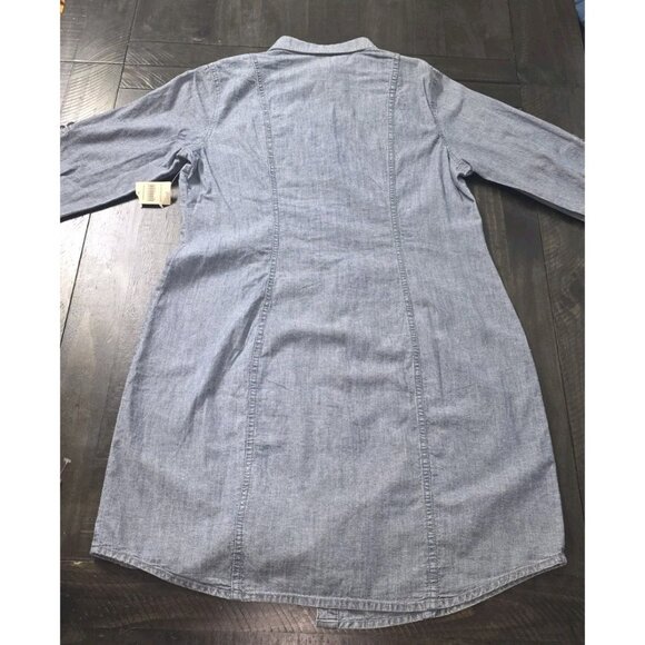 Coldwater Creek Dress Womens 14 Blue Chambray Button Up 3/4 Sleeves Collared HL7 - Picture 2 of 5